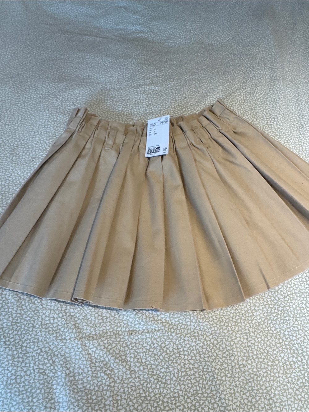 Divided Pleated Skater Skirt in Tan